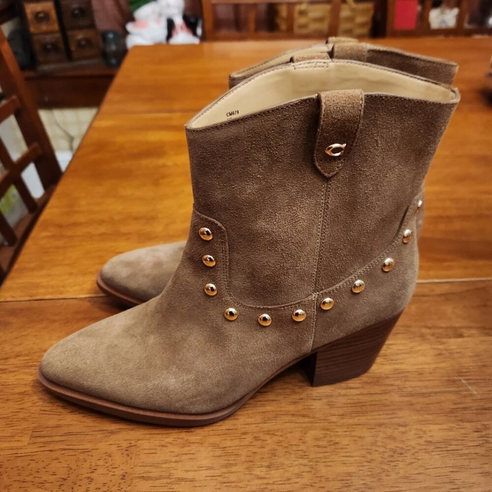 COACH Pauline Suede Pull-On Bootie Women's Size US 9 Coconut - Picture 3 of 6